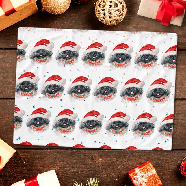 Manta Polar Estrellas de Navidad de la raza de perro Pekinés (Subido por el creador)