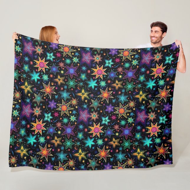 Manta Polar Estrellas de neón modernas sobre negro (In situ)