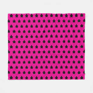 Manta Polar Estrellas de puntos de la polka - negro y rosa