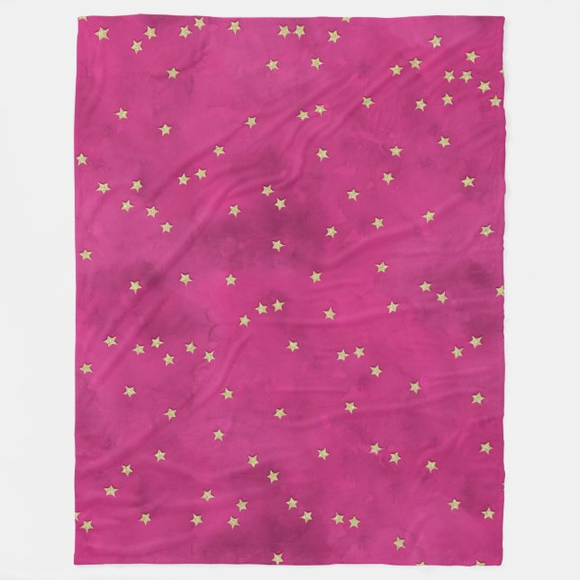Manta Polar Estrellas doradas de fondo rosado (Anverso)