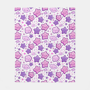 Manta Polar Estrellas moradas Nube Kawaii Cute Blanket