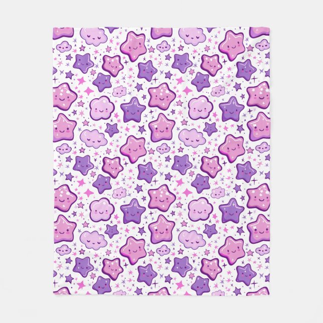 Manta Polar Estrellas moradas Nube Kawaii Cute Blanket (Anverso)