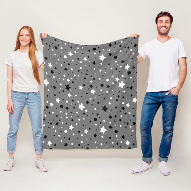 Manta Polar Estrellas negras y blancas en gris (In situ)