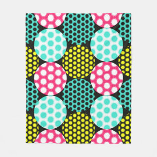 Manta Polar Estrellas y círculos, patrón pop multicolor.