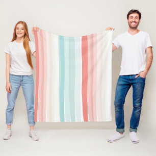 Manta Polar Estriberas de verano en coral y turquesa