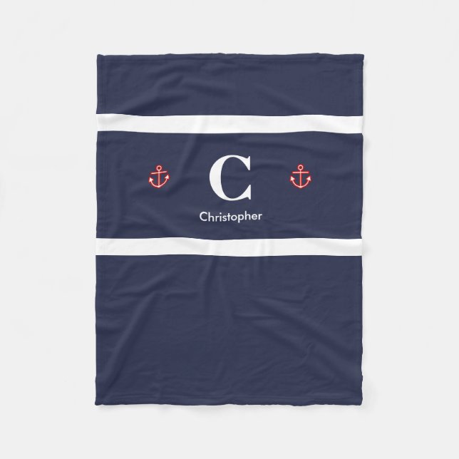 Manta Polar Estribos blancos de la Marina Náutica Personalizad (Anverso)