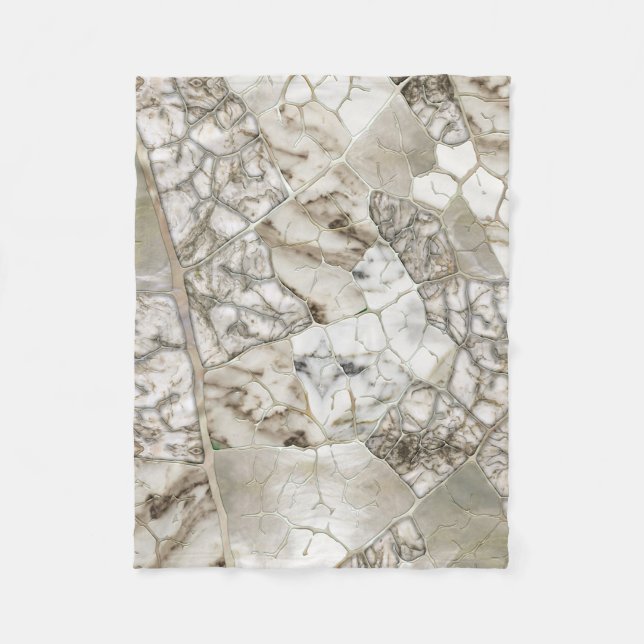 Manta Polar Estructura de Marble Blanco y Hoja de Perla (Anverso)