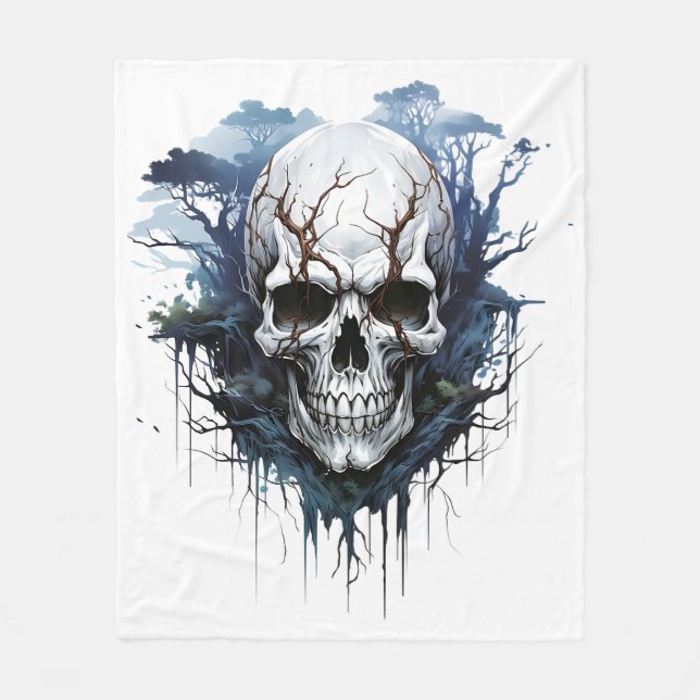 Manta Polar 🌑 Ethereal Skull Illusion Fleece Blanket 💀 (Anverso)