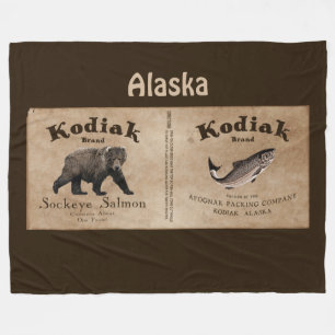 Manta Polar Etiqueta de los salmones del Kodiak del vintage