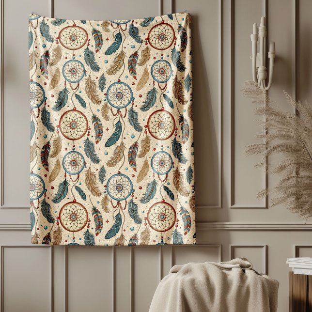 Manta Polar Etnias rusas artesanas indígenas dreamcatcher (Rustic Ethnic Indigenous Artistry dreamcatcher Fleece Blanket)