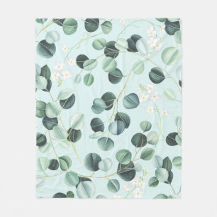 Manta Polar Eucalyptus Bliss: Patrón de acuarela turquesa.