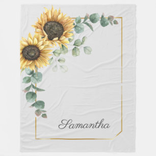 Manta Polar Eucalyptus Botánico Floral Script