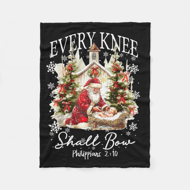 Manta Polar Every Knee Shall Bow Santa Christmas Nativity Scen (Anverso)