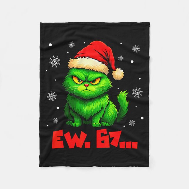 Manta Polar Ew 67 Seis Siete Gato Verde Gorro de Santa Navidad (Anverso)