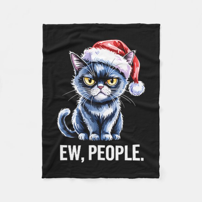 Manta Polar Ew People Black Cat Christmas Funny Introvert Holi (Anverso)
