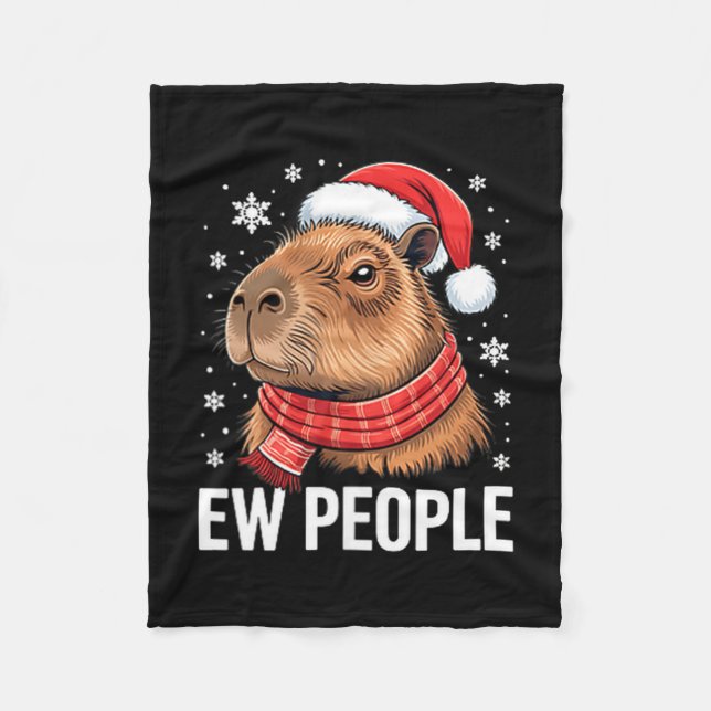 Manta Polar Ew People Capybara Christmas Funny Introvert Holid (Anverso)