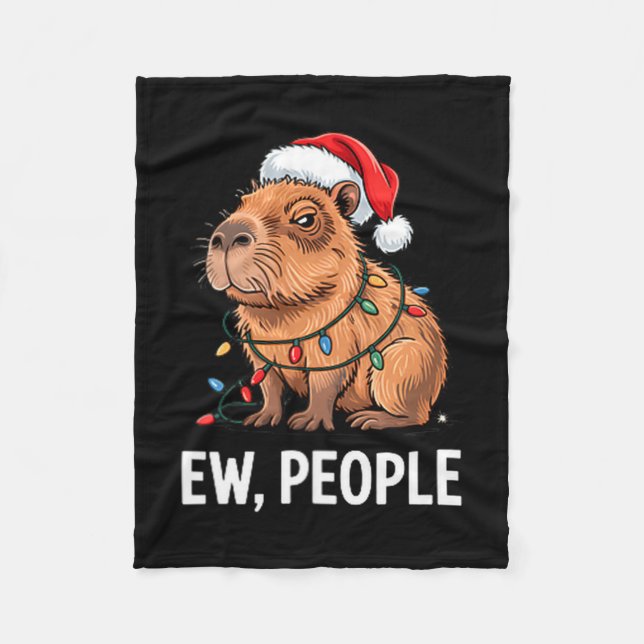 Manta Polar Ew People Capybara Christmas Lights Funny Introver (Anverso)