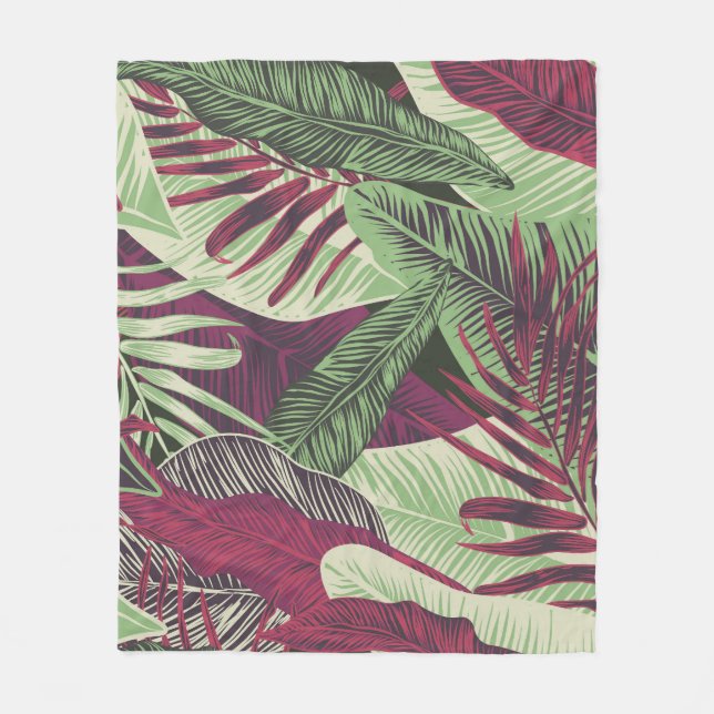 Manta Polar Exótico tropical: verde de moda sin problemas (Anverso)