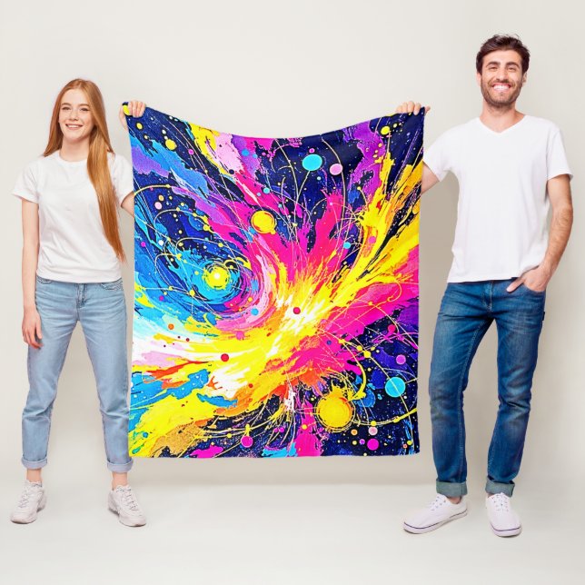 Manta Polar Explosión Cósmica: Arte de Salpicaduras Vibrantes (In situ)