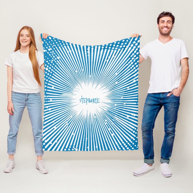 Manta Polar Explosión de arte pop de estilo cómico - azul y bl (In situ)