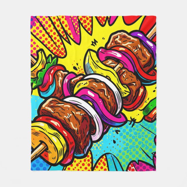 Manta Polar Explosión de kebab Pop Art (Anverso)
