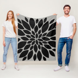 Manta Polar Explosión floral negra y gris