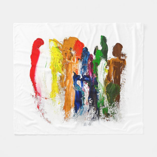 Manta Polar Expresión abstracta de figuras humanas en movimien (Frente (Horizontal))