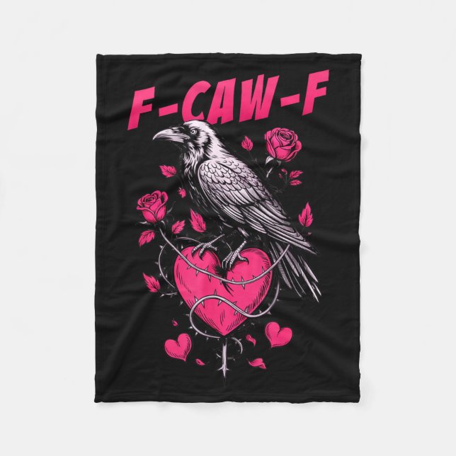 Manta Polar F-caw-f Black Crow Black Bird Roses Heart Funny Va (Anverso)