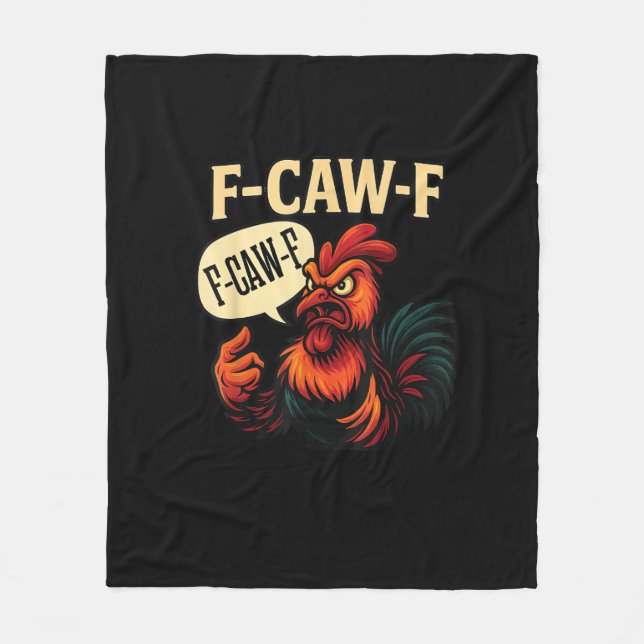 Manta Polar F Caw F Funny Angry Rooster Graphic Retro Style (Anverso)
