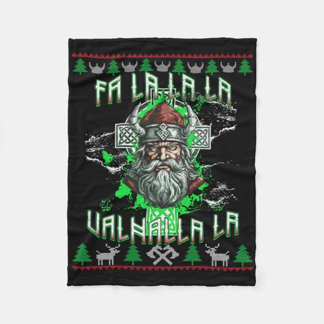 Manta Polar Fa La 8 Valhalla Santa Hat Viking Skull Navidades (Anverso)