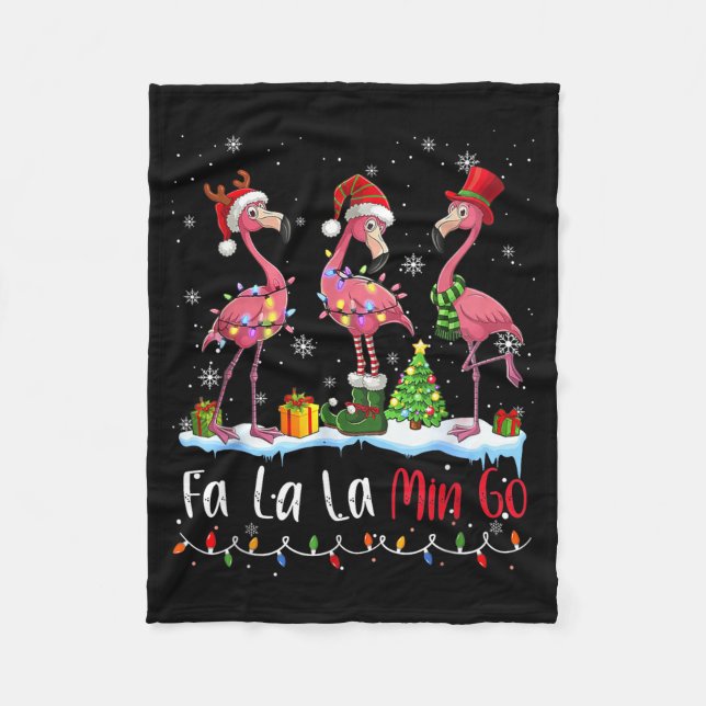 Manta Polar Fa La La La Mingo Flamingo Christmas Lover  (Anverso)