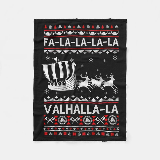 Manta Polar Fa La La Valhalla Viking Ship Christmas Xmas Ugly  (Anverso)