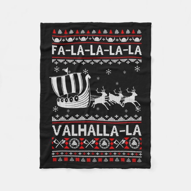 Manta Polar Fa La La Valhalla Viking Ship Christmas Xmas Ugly  (Anverso)