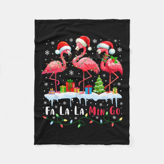 Manta Polar Fa La Mingo Flamingo Navidades Tropical Xmas Tr (Anverso)