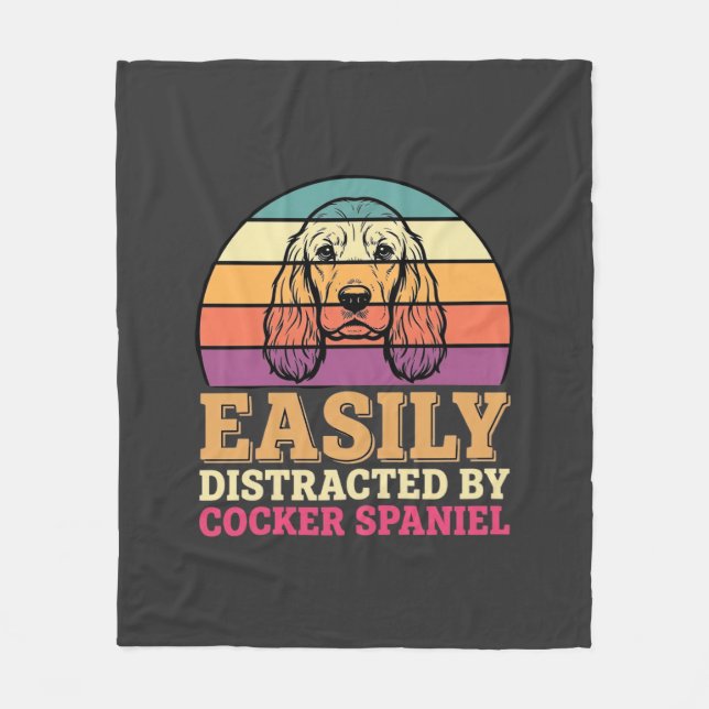 Manta Polar Fácilmente Distraído Por Perro Retro Cocker Spanie (Anverso)
