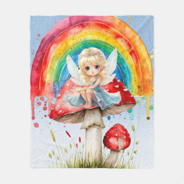 Manta Polar Fairy Mushroom Paint Rainbow Chica Birday Party