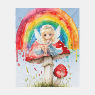 Manta Polar Fairy Mushroom Paint Rainbow Chica Birday Party