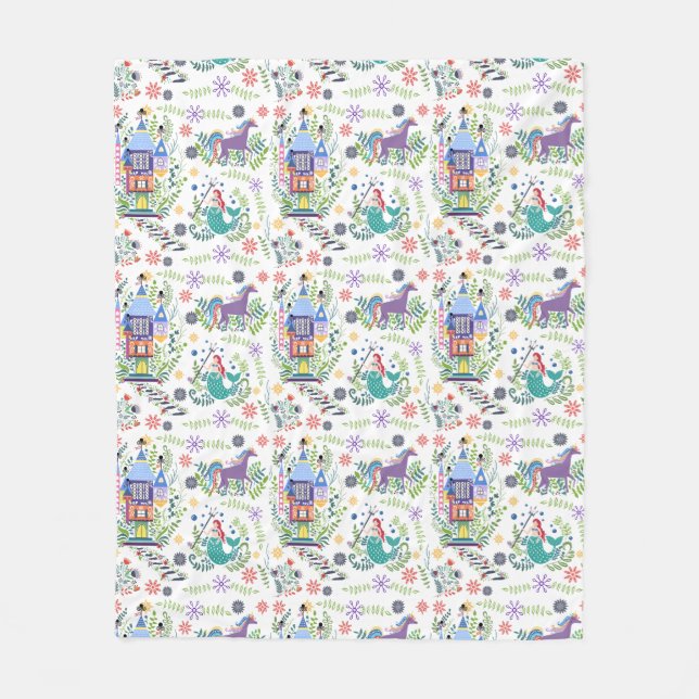 Manta Polar Fairytale Folk Art Throw Blanket (Anverso)