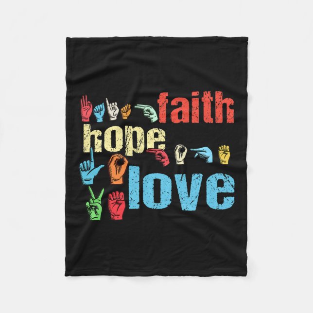 Manta Polar Faith Hope Love American Rótulo Language Christian (Anverso)