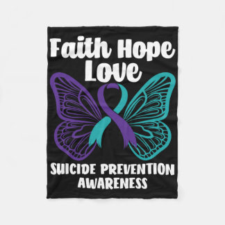 Manta Polar Faith Hope Love Butterfly Suicidio Preventivo