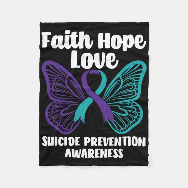 Manta Polar Faith Hope Love Butterfly Suicidio Preventivo (Anverso)