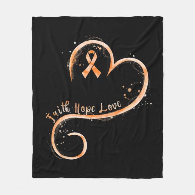 Manta Polar Faith Hope Love Orange Ribbon Leukemia Awareness  (Anverso)