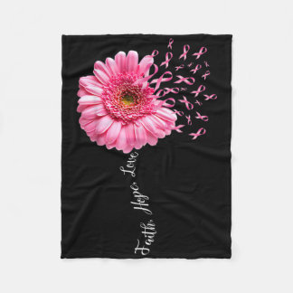 Manta Polar Faith Hope Love Pink Ribbon Daisy Flower Flower Ca