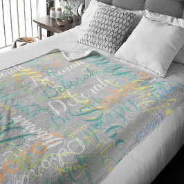 Manta Polar faja gris pálido con su nombre