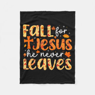 Manta Polar Fall For Jesus He Never Leaves Retro Autumn Thanks
