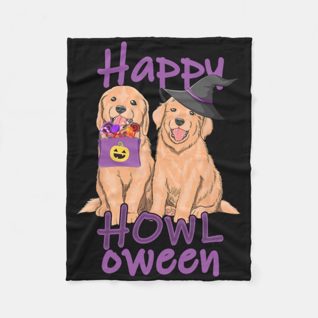Manta Polar Fall Golden Retriever Lovers Halloween Happy Howl- (Anverso)