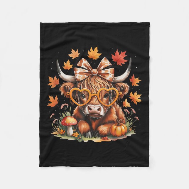 Manta Polar Fall Highland Cow Pumpkin Bow Thanksgiving Fall Gi (Anverso)