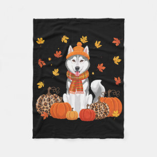 Manta Polar Fall Husky Pumpkins deja Halloween de otoño gracia
