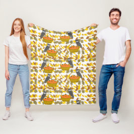 Manta Polar Fall Owls & Pumpkin Harvest Fleece Blanket