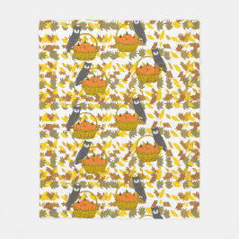 Manta Polar Fall Owls & Pumpkin Harvest Fleece Blanket